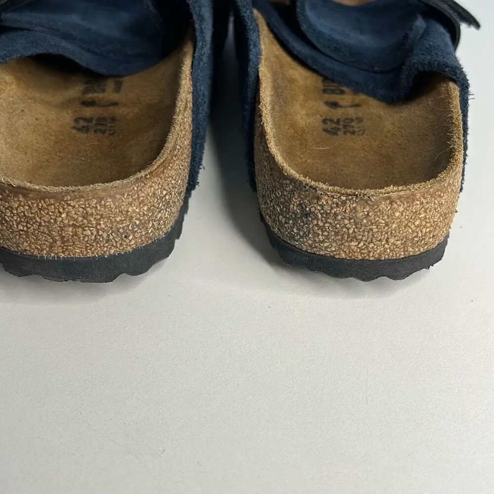 Birkenstock Kyoto Nubuck Leather Sandal Navy Sz 42 Unisex